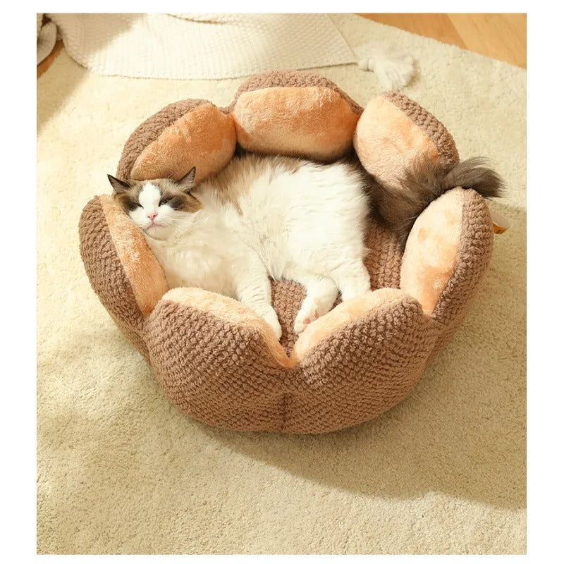 Cactus Petal Pet Nest | Soft & Warm Calming Bed for Cats & Small Dogs