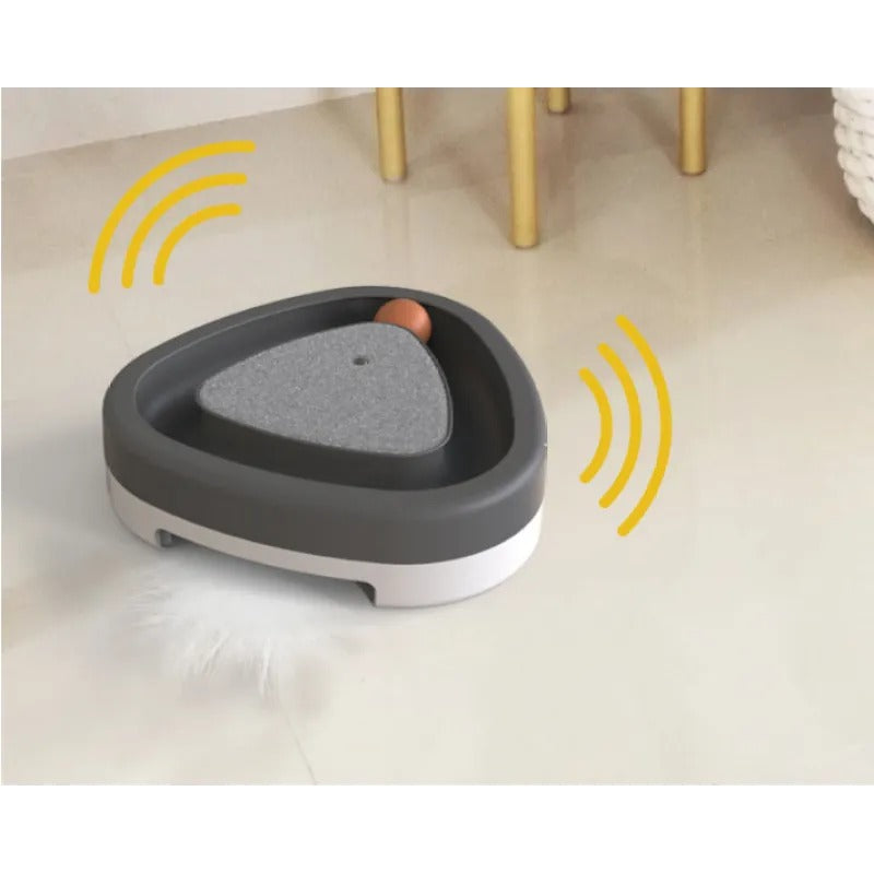 Smart Triangle Turntable Cat Toy with Scratcher | Electric Self-Play Toy for Indoor Cats