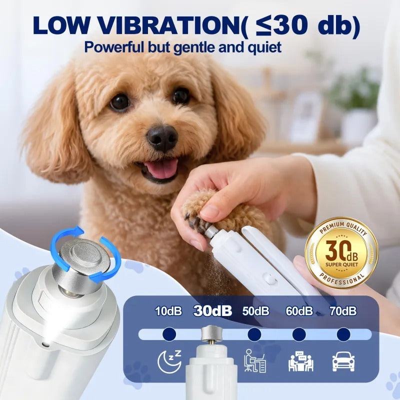 2-in-1 LED Pet Nail Clippers & Quiet Electric Grinder | USB-C Rechargeable Grooming Kit for Dogs & Cats