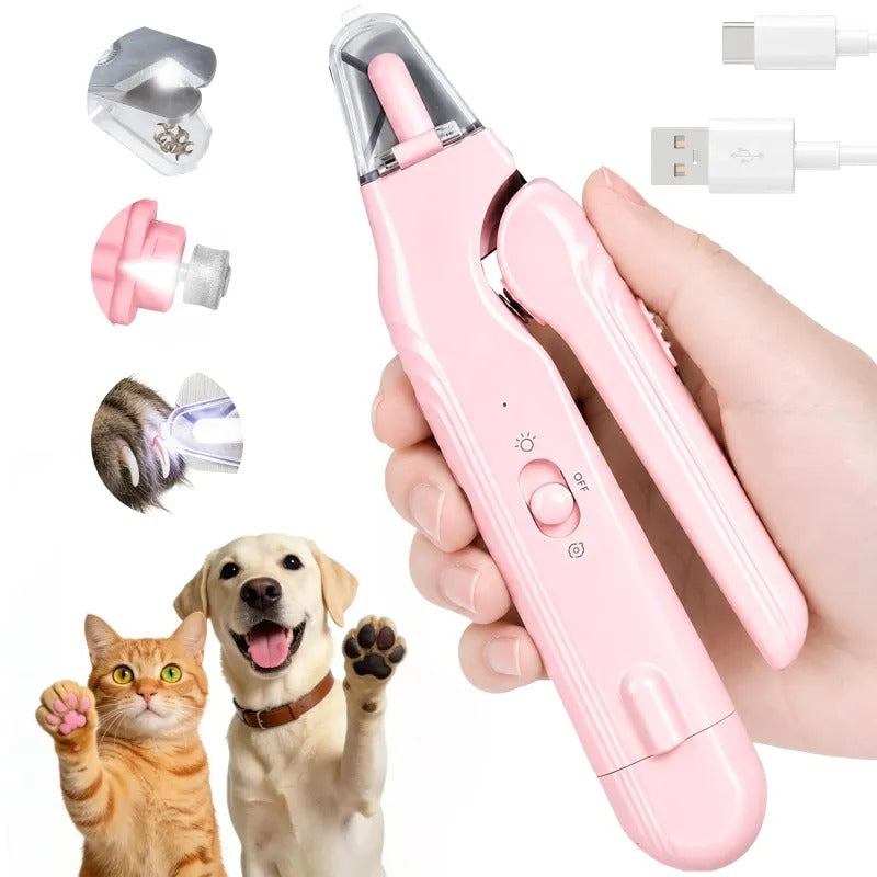 2-in-1 LED Pet Nail Clippers & Quiet Electric Grinder | USB-C Rechargeable Grooming Kit for Dogs & Cats