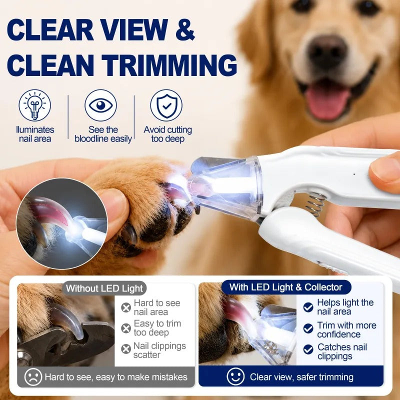 2-in-1 LED Pet Nail Clippers & Quiet Electric Grinder | USB-C Rechargeable Grooming Kit for Dogs & Cats