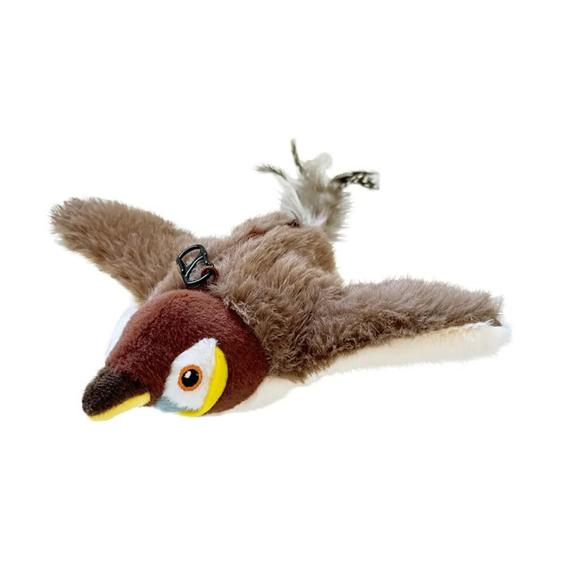 Flapping Bird Cat Toy with Realistic Chirping | USB Rechargeable Motion-Activated Sparrow