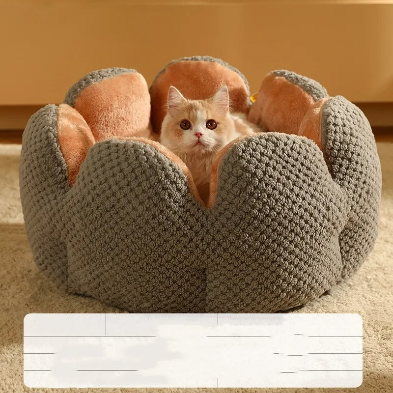 Cactus Petal Pet Nest | Soft & Warm Calming Bed for Cats & Small Dogs