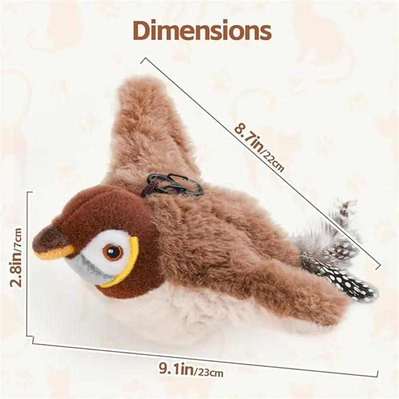 Flapping Bird Cat Toy with Realistic Chirping | USB Rechargeable Motion-Activated Sparrow